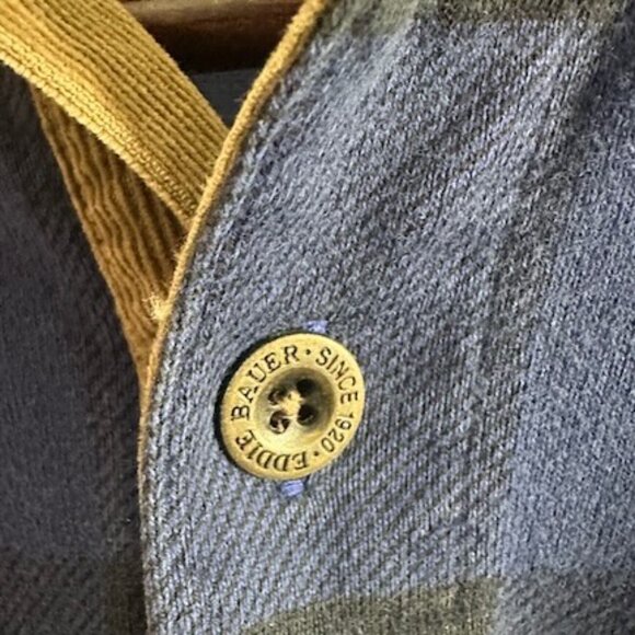 Vintage Eddie Bauer Plaid Rugby Corduroy Collar Long Sleeve Shirt  Size M/M GUC - Picture 4 of 11